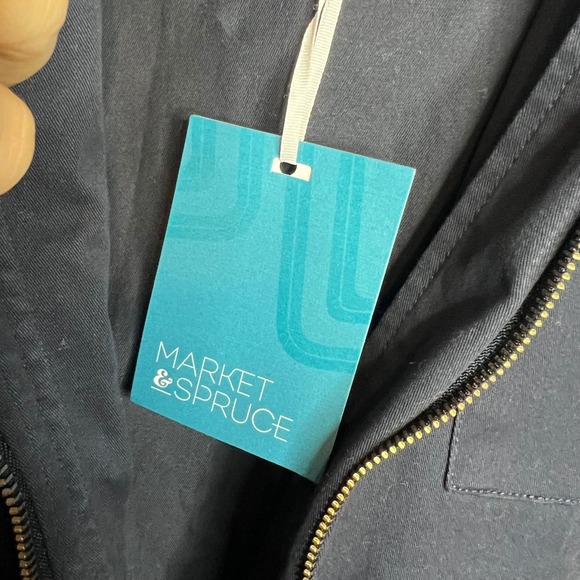 Market & Spruce Utility Anorak Jacket Womens M Navy Blue Removable Hood NWT - Picture 4 of 12